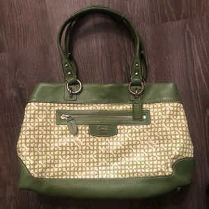 Coach Green and White Satchel with Structured Elegance